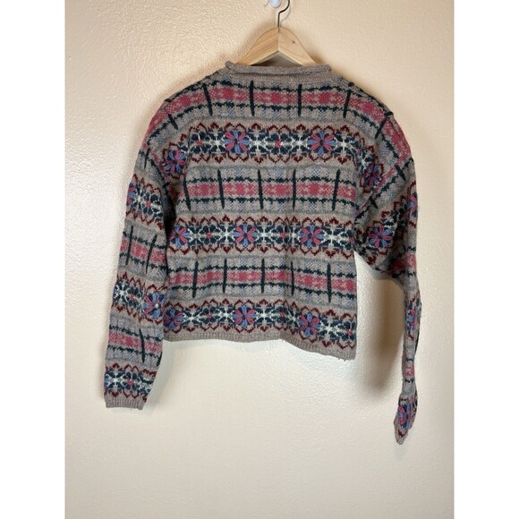 Country Seat M Wool Mohair Sweater Pullover Applique Floral Embroidered Vintage - Picture 2 of 4